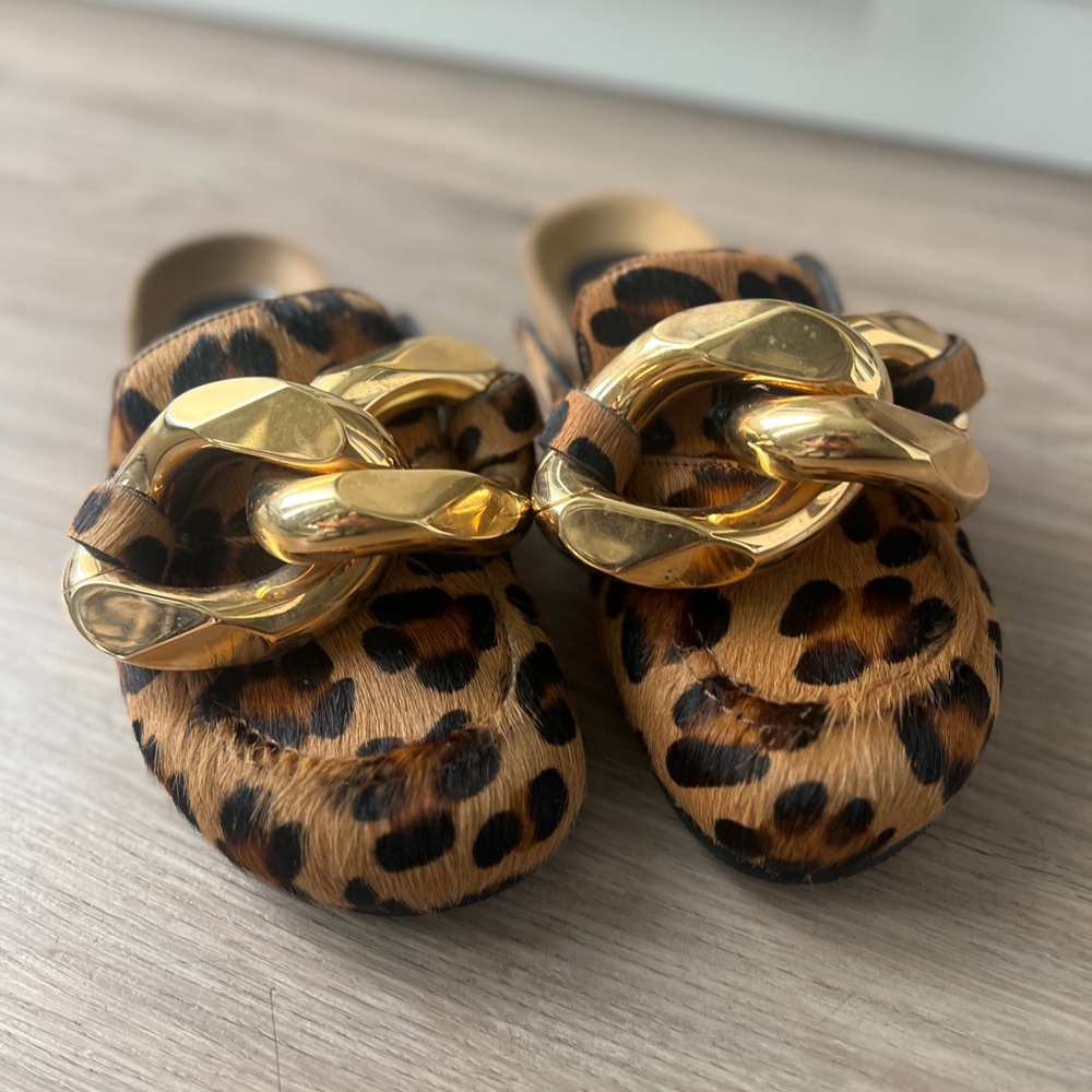 JW Anderson leopard CHAIN LOAFER MULES